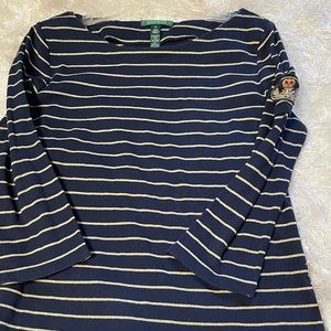 Lauren Ralph Lauren Navy and White Striped Blouse